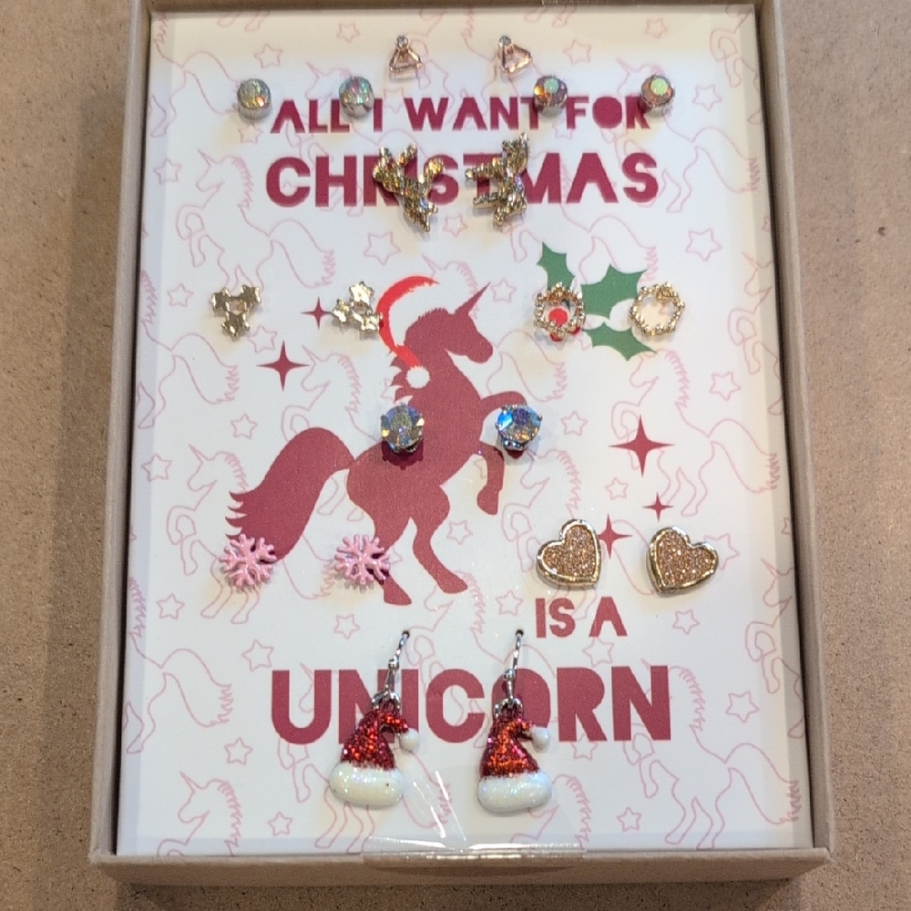 Festive Christmas Unicorn Earring Set